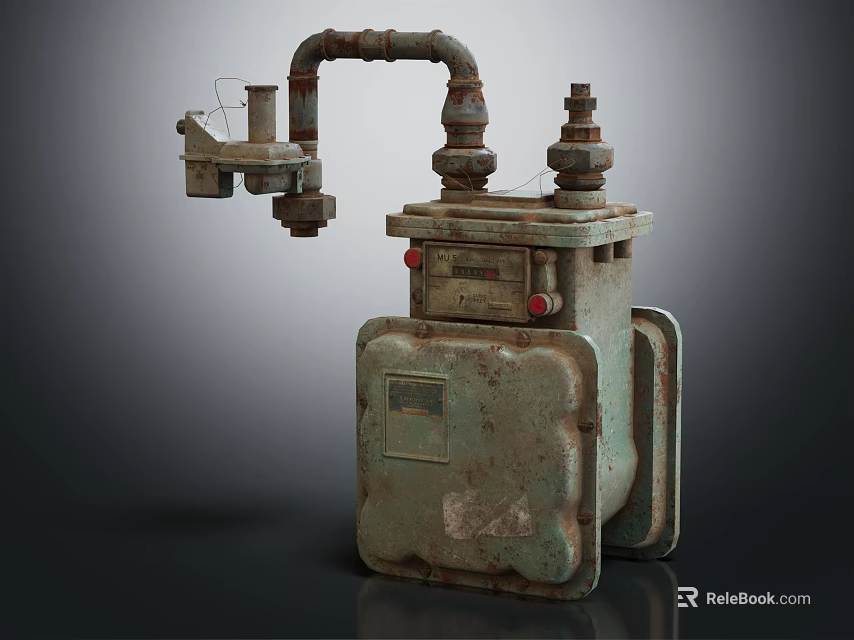 Vintage Industrial Mechanical Device With Pipes Valves And Rusty Metal Casing 3d model 