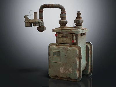 Vintage Industrial Mechanical Device With Pipes Valves And Rusty Metal Casing 3d model
