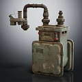 Vintage Industrial Mechanical Device With Pipes Valves And Rusty Metal Casing