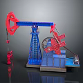 Commercial Oil Pump Jack Equipment With Red And Blue Rotating Arm And Stand