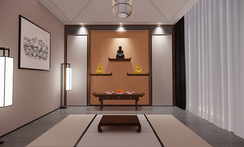 Indoor Buddha Hall Shrine Ornaments 3d model