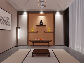 Indoor Buddha Hall Shrine Ornaments 3d model