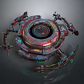 Futuristic Sci Fi Mechanical Device With Circular Structure And Glowing Metallic Accents 3d model