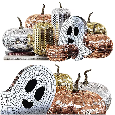 Sparkling Sequin Pumpkin And Ghost Decorations For Halloween Festive Decor Items 3d model