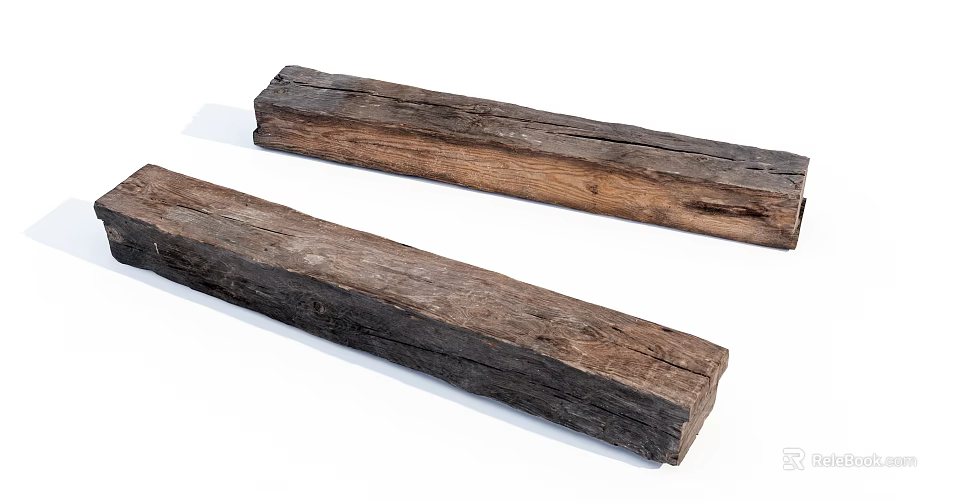 Natural Stone And Wood Logs With Rough Surface And Rustic Texture 3d model