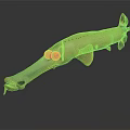 Long Nosed Aquatic Animal With Yellow Eyes Fins Tail And Spotted Body
