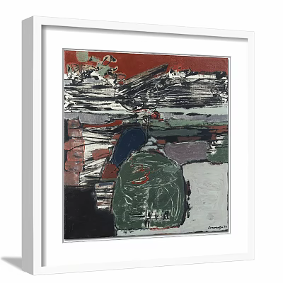 Abstract Painting With Vibrant Red Green Black White Irregular Brushstrokes And Dynamic Color Blocks 3d model