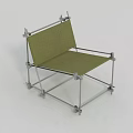 Modern Lounge Chair With Green Fabric Seat And Metal Frame Design