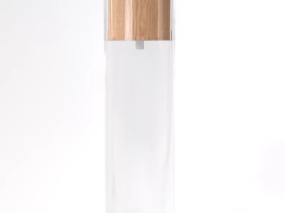 Stylish Glass Container With Wooden Lid And Modern Minimalist Design 3d model