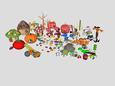 Modern cartoon building mushroom house 3d model