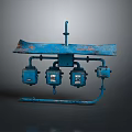 Blue Industrial Electrical Equipment With Rusty Metal Frame And Control Units