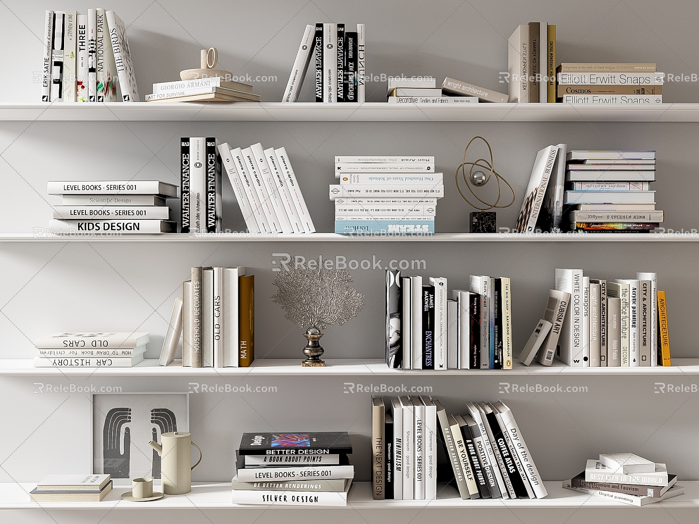 Book Book Combination Wall Hanging Bookshelf Book Ornaments 3d model