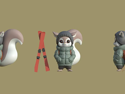 Cute Reptile Character Wearing Winter Outfit With Red Ski Equipment 3d model Cute Reptile Character Wearing Winter Outfit With Red Ski Equipment 3d model