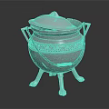 Vintage Silver Cooking Pot With Lid Handles Claw Feet And Decorative Patterns