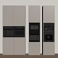 Modern Built in Kitchen Appliances With Light Gray Cabinets Oven And Microwave