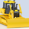 Yellow Komatsu Functional Vehicle With Bulldozer Blade Crawler Tracks And Cab
