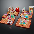 Modern Furniture Display With Wardrobe Dressing Table Bookshelf Clothes And Cosmetics