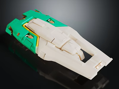 Green And White Mechanical Equipment With Yellow Accent Details And Plastic Shell Structure 3d model