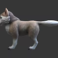 Cute Husky Puppy with Blue Eyes Fluffy Tan and White Fur Standing Pose 3D Render