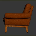 Classic Orange Three Seater Sofa With Wooden Legs And Upholstered Design