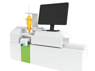 Modern Laboratory Equipment With White Body Yellow Component And Black Display Screen 3d model
