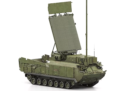 Military Tracked Weapon System With Large Radar Antenna And Air Defense Capability 3d model