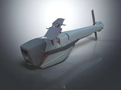 Futuristic 3D Rendered Helicopter With Sleek Gray Body Red Accents And Rotor System Design 3d model