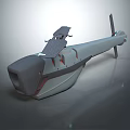 Futuristic 3D Rendered Helicopter With Sleek Gray Body Red Accents And Rotor System Design