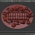 Roasted Meat Loaf with Herbed Potatoes and Red Berries on Floral Pattern White Plate