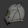 Silver Metallic Helmet With Cat Ear Design And Yellow Futuristic Visor