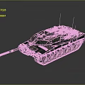 Green Military Tank With Long Barrel Tracks And Antennas On Gray Background