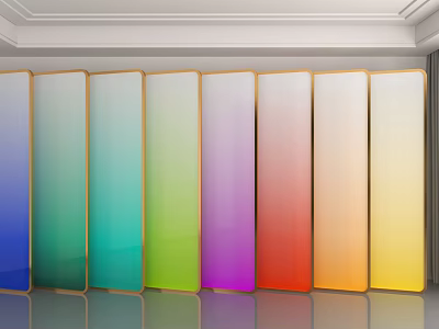 Colorful Gradient Glass Panel Room Divider For Modern Interior Decorative Design 3d model