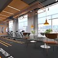 Modern Gym Interior With Fitness Equipment And Lighting