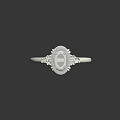 Elegant Minimalist Silver Ring With Large Transparent Gemstone And Small Surrounding Decorations