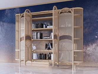 Southeast Asia Bookcase Rattan Bookcase 3d model