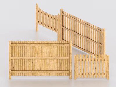 Various Wooden Fence Designs For Architectural Exterior And Home Decoration 3d model