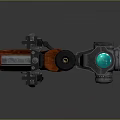 Tactical Rifle With Red Stock Black Barrel Mounted Scope And Detachable Magazine