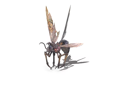 Detailed Insect With Decorative Wings Long Legs And Antennae 3D Rendering 3d model