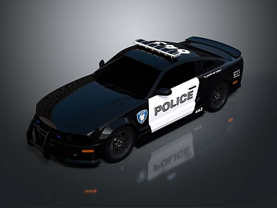 Black Police Car With Roof Lights Shiny Exterior And Sports Design 3d model