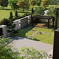Modern Two Story Detached Villa With Black Roof White Walls Balconies And Garden
