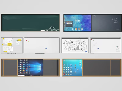 Functional Interior Wall Designs With Chalkboard Whiteboard Electronic Screen Writing And Display Surfaces 3d model