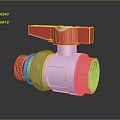 Red Handle Silver Body Ball Valve With Golden Threaded Connections And Metal Construction