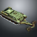 Green Armored Military Tank With Number 270 And Mine Clearing Device