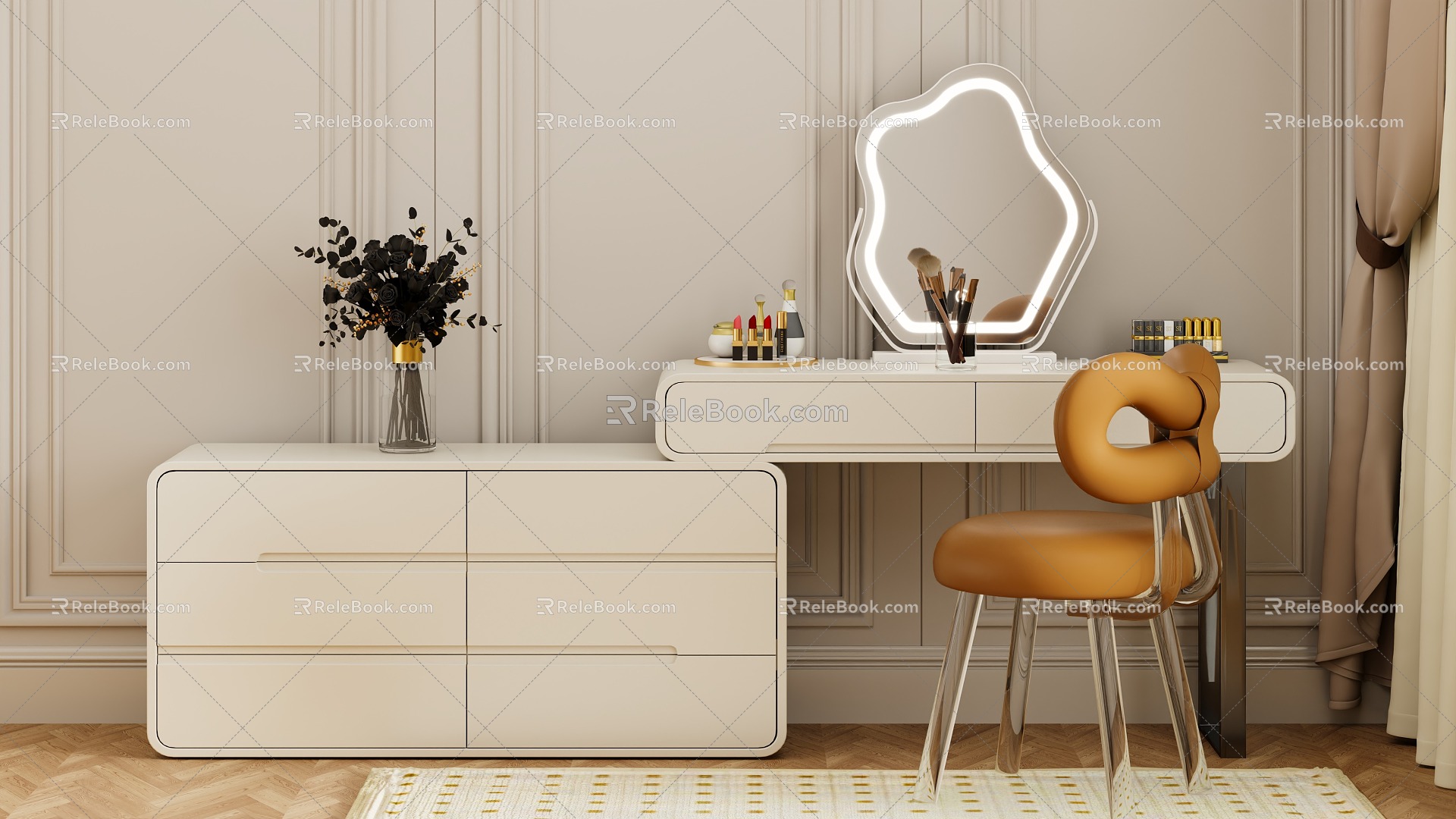 cream wind dresser 3d model