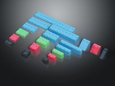 Colorful Building Blocks Modular Furniture Components Design With Various Arrangements 3d model