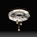 Modern Ceiling Lamp With Wave Shaped White Shade And Brown Frame Hanging Spherical Decorations 3d model