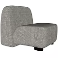 Modern Gray Fabric Single Sofa With Curved Backrest And Black Legs Design