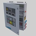 Industrial Control Panel with Electrical Switches Buttons Safety Warning Signs and Components 3d model