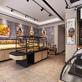 Bright Dessert Shop Interior With Glass Display Cases Fresh Bread And Pastries Wall Art