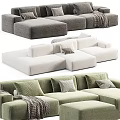 Modern Modular Sofa Interior With White Pink Sections Pillows And Soft Blankets 3d model